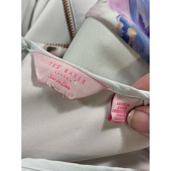 Ted Baker Rivana Fit & Flare Dress Light Blue Hanging Gardens Floral Size 0 US 2 - Picture 7 of 15